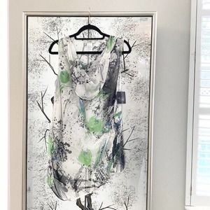 NWT $425 Helios & Luna Medium Multicolor Silk Abstract Print Designer Blouse Top